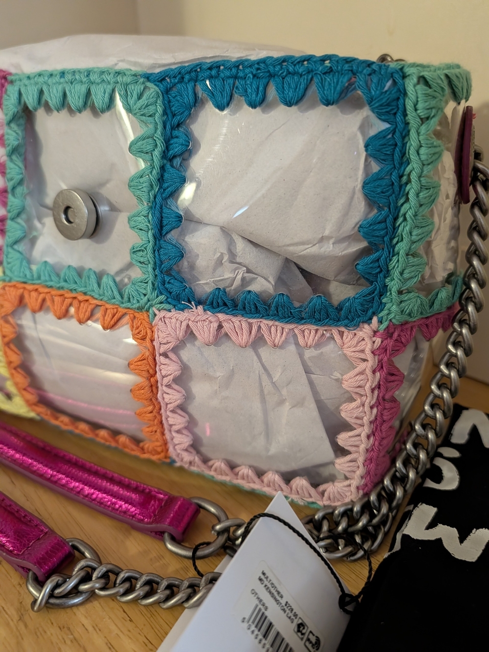Kurt Geiger Patchwork Crochet And Vinyl Medium Kensington Bag - Picture 9 of 11